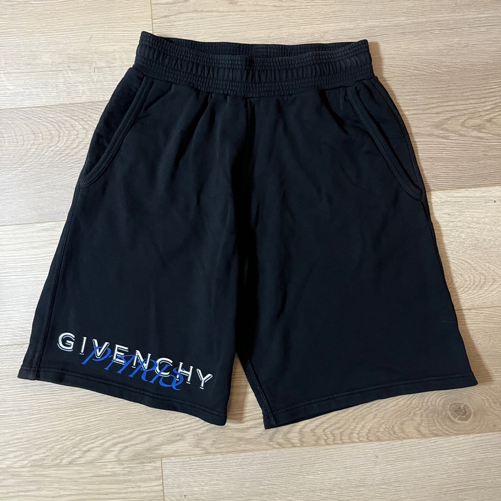Givenchy Paris Logo Print Black/Blue Shorts